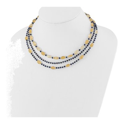Sterling Silver Agate & Citrine 3-Strand Necklace – view 2