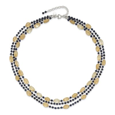 Sterling Silver Agate & Citrine 3-Strand Necklace – view 3