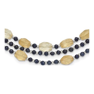 Sterling Silver Agate & Citrine 3-Strand Necklace