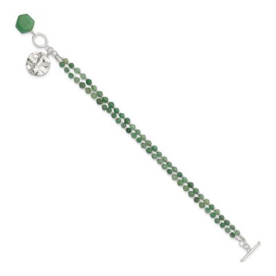 Sterling Silver Aventurine Beaded Bracelet – view 2