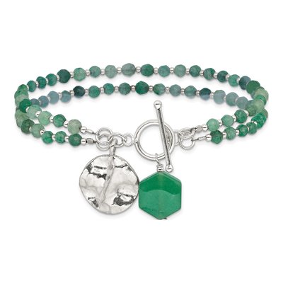 Sterling Silver Aventurine Beaded Bracelet – view 3