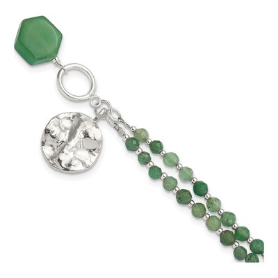 Sterling Silver Aventurine Beaded Bracelet