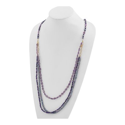 Sterling Silver Multi-Strand Amethyst & Pearl Necklace – view 6