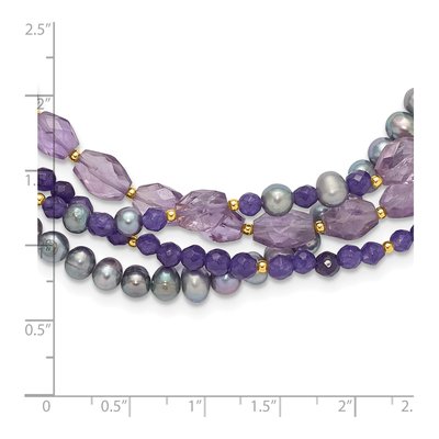 Sterling Silver Multi-Strand Amethyst & Pearl Necklace – view 7