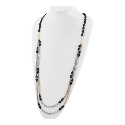 Gold-Plated Sterling Silver Agate & Grey Freshwater Cultured Pearl Multi-Strand Necklace – view 5