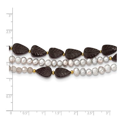 Gold-Plated Sterling Silver Agate & Grey Freshwater Cultured Pearl Multi-Strand Necklace – view 7