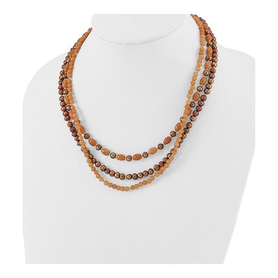 Gold-Plated Sterling Silver Brown Freshwater Cultured Pearl Multi-Strand Necklace – view 4