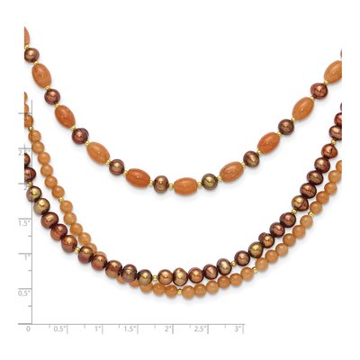Gold-Plated Sterling Silver Brown Freshwater Cultured Pearl Multi-Strand Necklace – view 6
