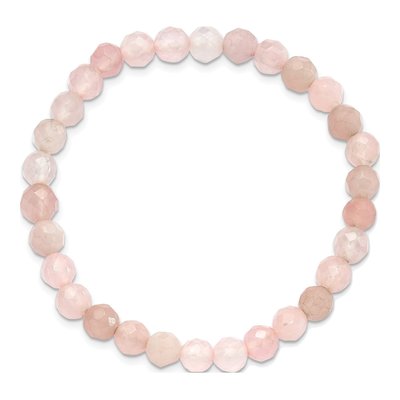 Rose Quartz Beaded Stretch Bracelet, 6.5mm – view 2