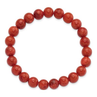 Reconstituted Coral 8.5mm Stretch Bead Bracelet – view 2