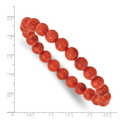 Reconstituted Coral 8.5mm Stretch Bead Bracelet – view 3