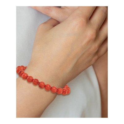 Reconstituted Coral 8.5mm Stretch Bead Bracelet – view 4