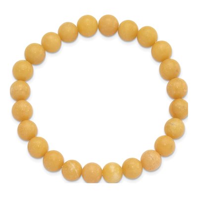 Yellow Jade 8mm Beaded Stretch Bracelet – view 2