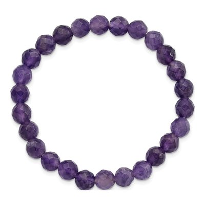 Amethyst Beaded Stretch Bracelet, 7mm Beads – view 2