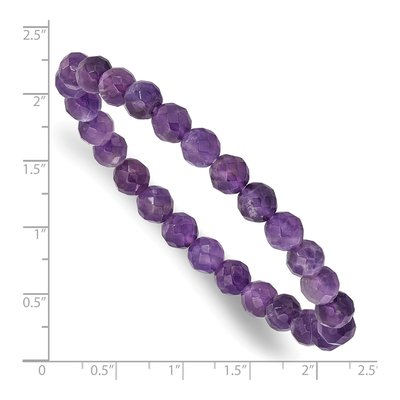 Amethyst Beaded Stretch Bracelet, 7mm Beads – view 3