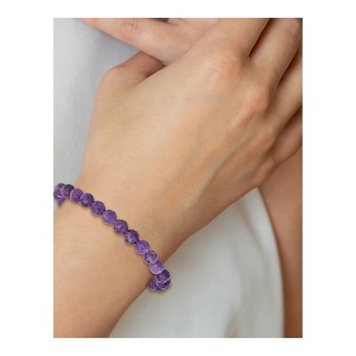 Amethyst Beaded Stretch Bracelet, 7mm Beads – view 4