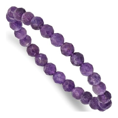 Amethyst Beaded Stretch Bracelet, 7mm Beads