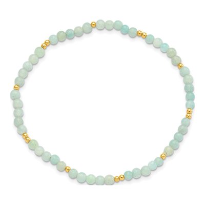 Gold-Plated Sterling Silver Blue Quartz Stretch Bracelet – view 3