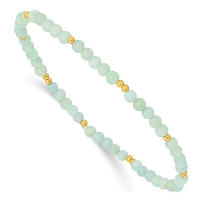 Gold-Plated Sterling Silver Blue Quartz Stretch Bracelet