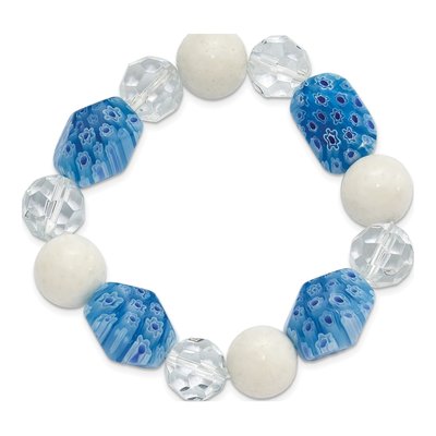White Jade & Aventurine Stretch Bead Bracelet – view 2
