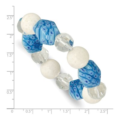 White Jade & Aventurine Stretch Bead Bracelet – view 3