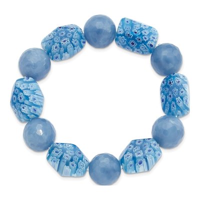 Blue Agate & Kangsai Glass Stretch Bracelet – view 2