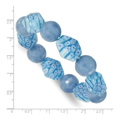 Blue Agate & Kangsai Glass Stretch Bracelet – view 3