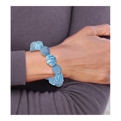 Blue Agate & Kangsai Glass Stretch Bracelet – view 4