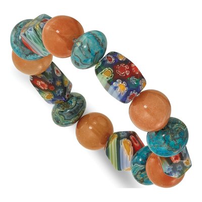Aventurine & Agate Beaded Stretch Bracelet