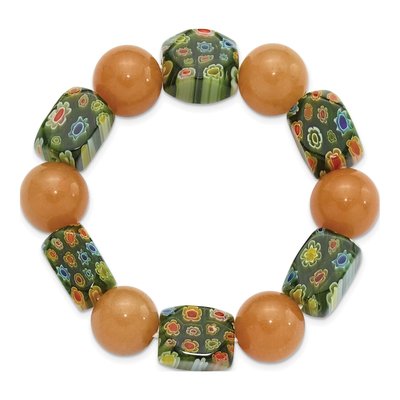 Aventurine & Kangsai Glass Stretch Bracelet – view 2