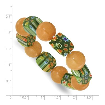 Aventurine & Kangsai Glass Stretch Bracelet – view 3
