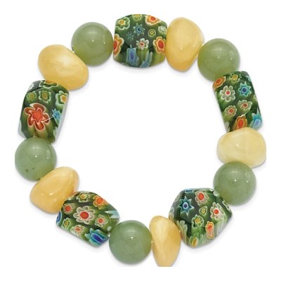 Aventurine & Yellow Jade Beaded Stretch Bracelet – view 2