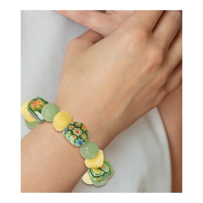 Aventurine & Yellow Jade Beaded Stretch Bracelet – view 4