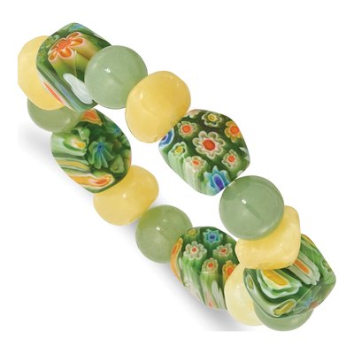 Aventurine & Yellow Jade Beaded Stretch Bracelet