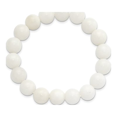 White Jade 10mm Beaded Stretch Bracelet – view 2