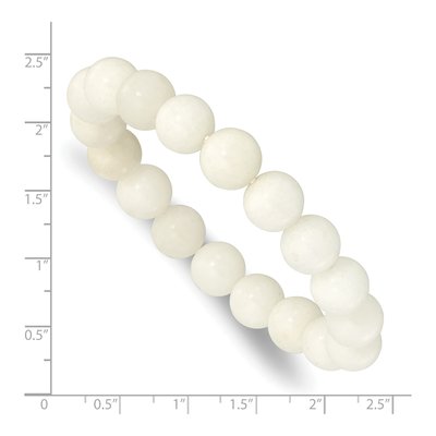 White Jade 10mm Beaded Stretch Bracelet – view 3