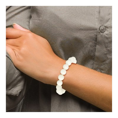 White Jade 10mm Beaded Stretch Bracelet – view 4