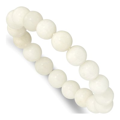 White Jade 10mm Beaded Stretch Bracelet