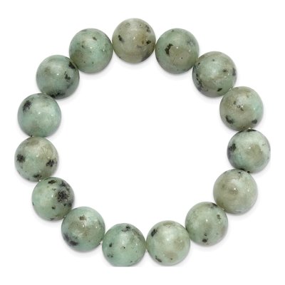 Kiwi Jasper 12mm Beaded Stretch Bracelet – view 2