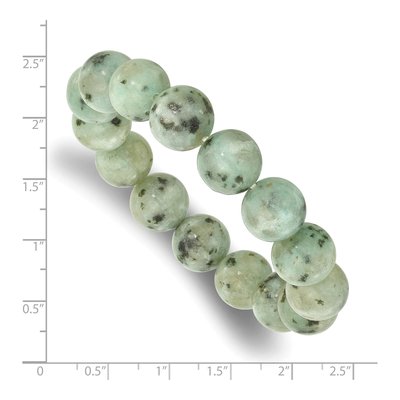 Kiwi Jasper 12mm Beaded Stretch Bracelet – view 3