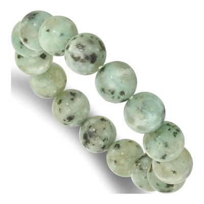Kiwi Jasper 12mm Beaded Stretch Bracelet