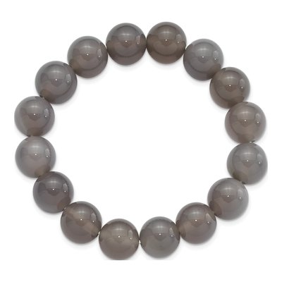 Grey Agate 12mm Beaded Stretch Bracelet – view 2