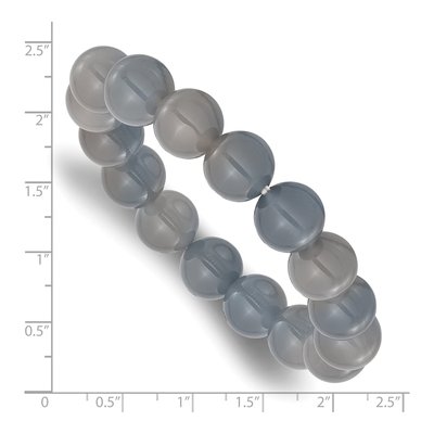 Grey Agate 12mm Beaded Stretch Bracelet – view 3