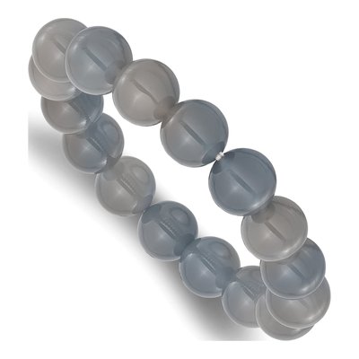Grey Agate 12mm Beaded Stretch Bracelet