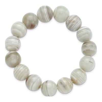 Grey Agate Beaded Stretch Bracelet, 12mm – view 2