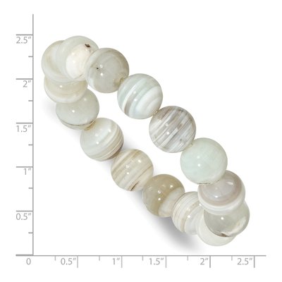 Grey Agate Beaded Stretch Bracelet, 12mm – view 3