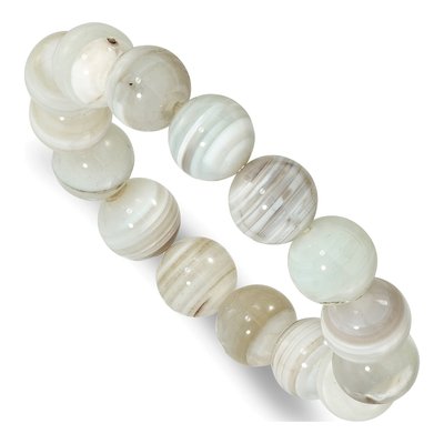 Grey Agate Beaded Stretch Bracelet, 12mm