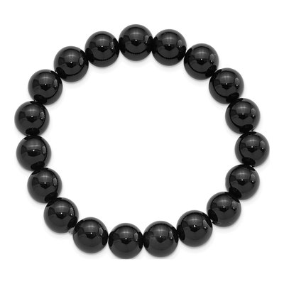 Black Agate 10mm Beaded Stretch Bracelet – view 2