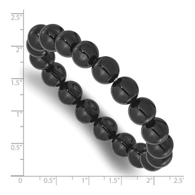 Black Agate 10mm Beaded Stretch Bracelet – view 3