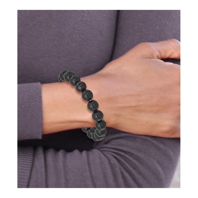 Black Agate 10mm Beaded Stretch Bracelet – view 4